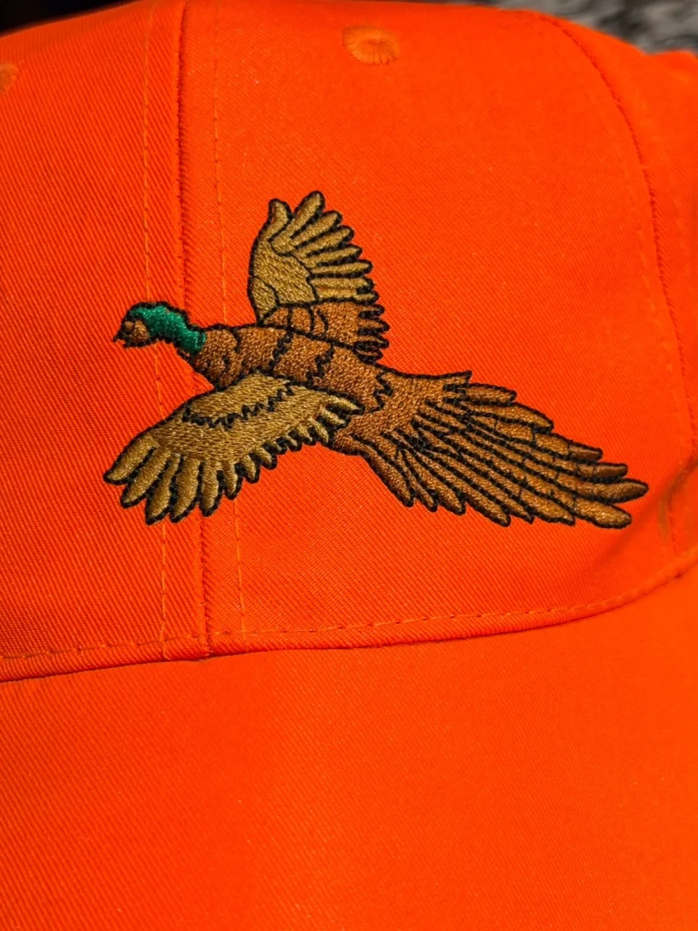 Vintage Embroidered Orange Hunting Cap Hat Strapback Adjustable NOS